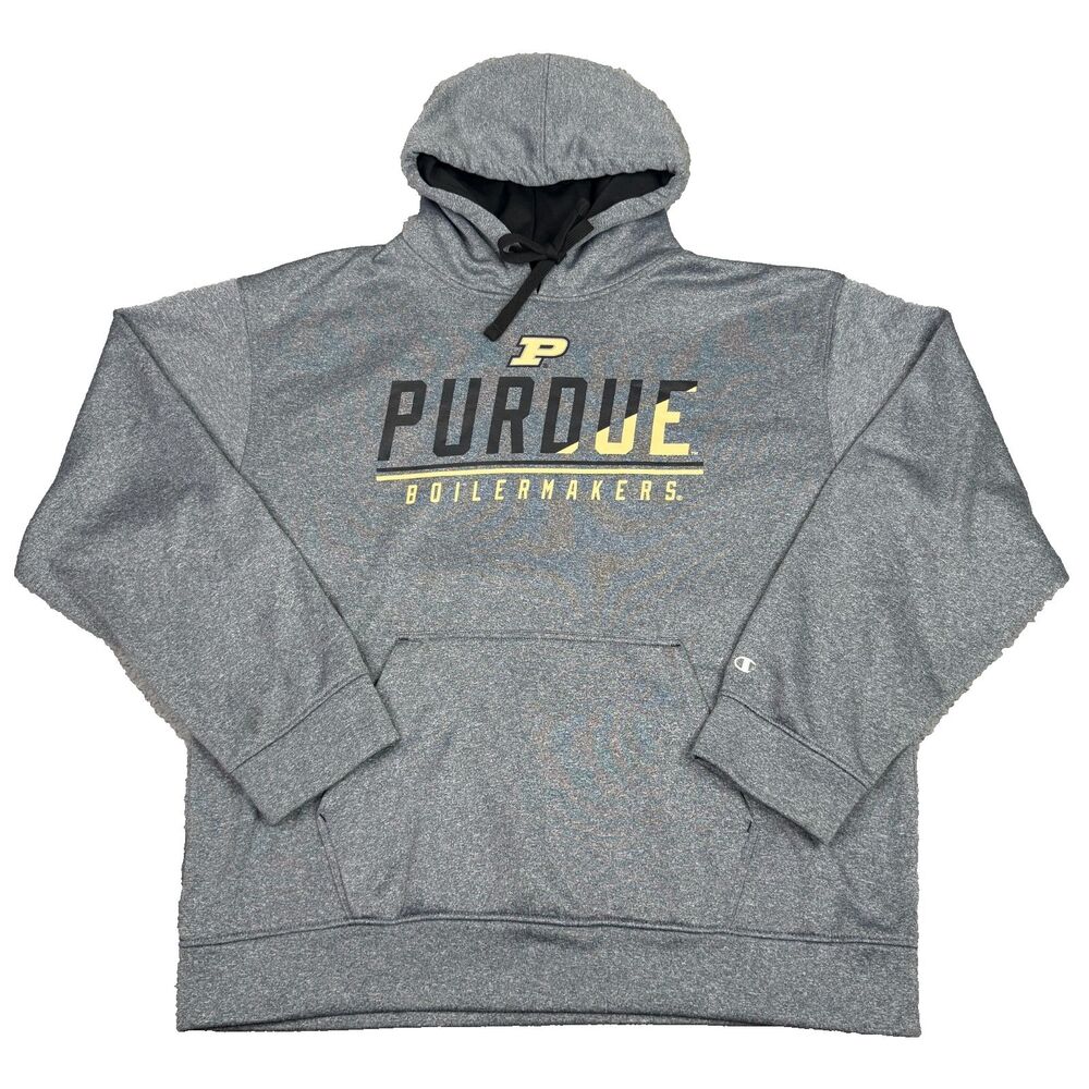 Purdue Boilermakers Hoodie Mens L Gray Champion Performance Pullover Sweatshirt